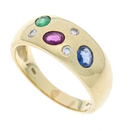 Anillo de banda multicolor GG 585/000 con un rubí,