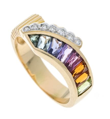 Bague design multicolore GG/WG 585/000 sertie de 8