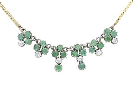 Emerald and Brilliant-Cut Necklace GG 585/000 with