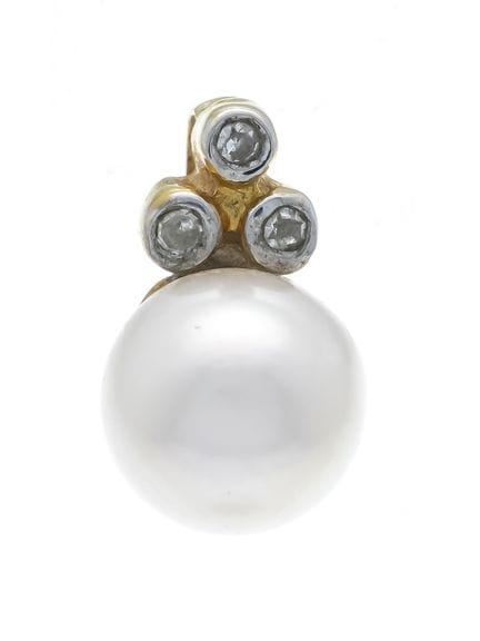 Colgante de diamantes Akoya GG/WG 585/000 con una 