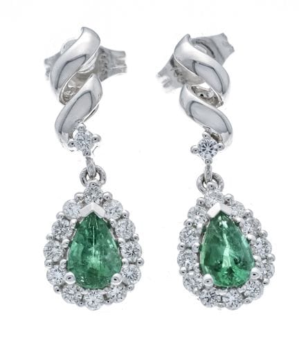 Pendientes de esmeralda y brillantes WG 750/000 co