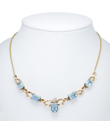 Aquamarine and Diamond Necklace GG/RG 585/000 with