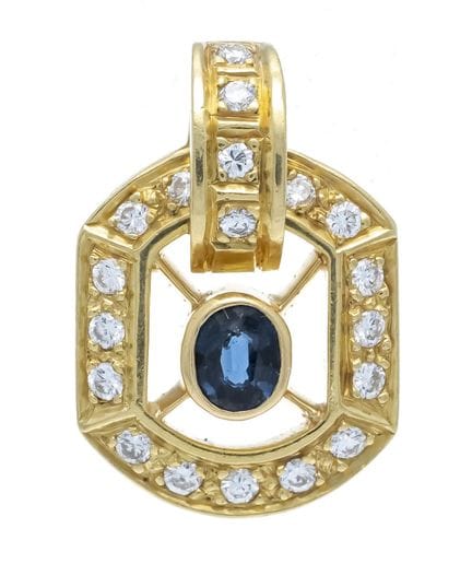Pendentif saphir et brillants GG 750/000 avec un s