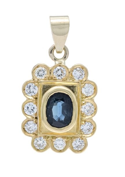 Pendentif saphir taille brillant GG 750/000 avec u