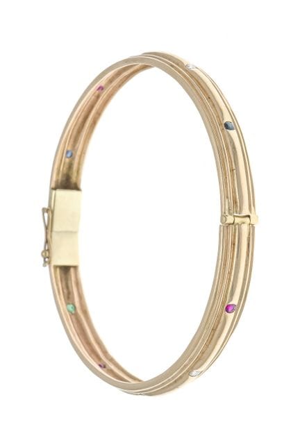 Bracelet rigide multicolore à charnière RG/GG 585/