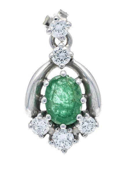Pendentif émeraude et diamants sans œillet de chaî