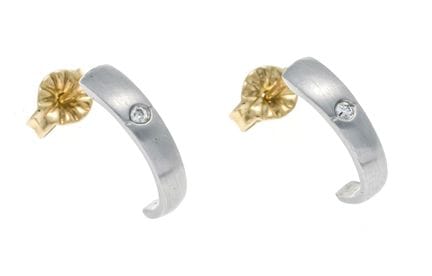 Pendientes de aro con brillantes de platino y oro 