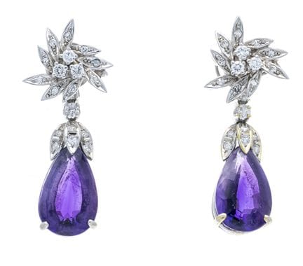 Amethyst and Brilliant-Cut Diamond Stud Earrings W