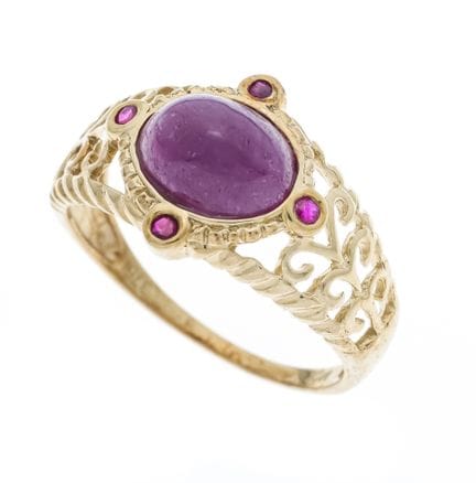 Bague en rubis GG 375/000, sertie d'un cabochon ov