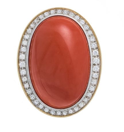Grand pendentif en corail et diamants GG/WG 750/00
