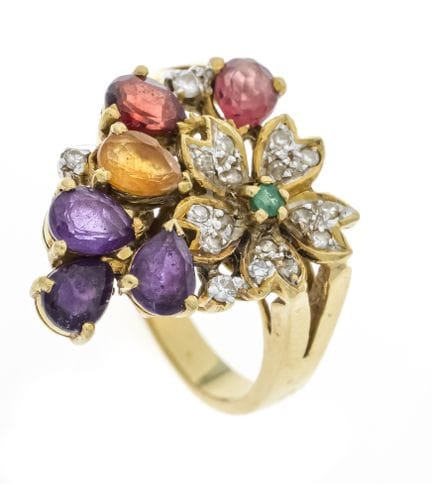 Anillo multicolor GG 750/000 con 3 amatistas talla