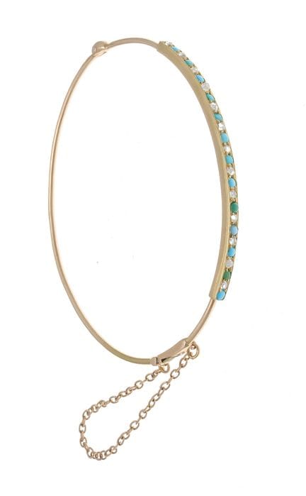 Bracelet rigide en filigrane turquoise et diamants