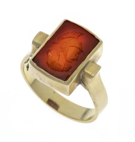 Bague en cornaline GG 585/000, sertie d'une cornal