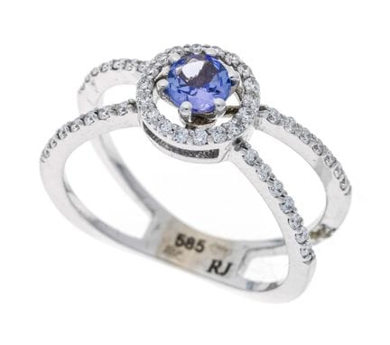 Bague avec tanzanite et brillants WG 585/000, sert