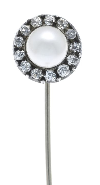 Perlen-Diamant-Anstecknadel Nadel GG 585/000, Kopf