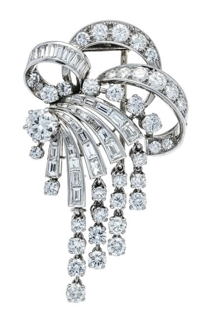 Hochkarätige Brillant-Brosche Platin, ungest., gep