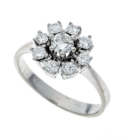 Anillo con flores de brillantes WG 585/000 con 9 b