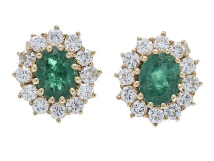 Pendientes de esmeralda y brillante GG/WG 585/000 