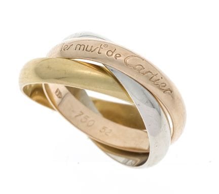 Cartier Trinity Ring, GG/RG/WG, stamped "Les must 