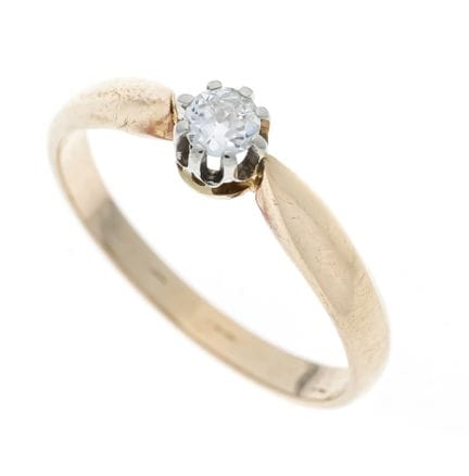 Solitaire Old-Cut Diamond Ring GG/WG 585/000 with 