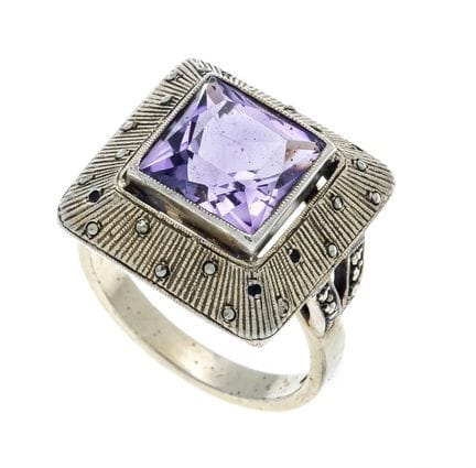 Fahrner Amethyst Ring, 925/000 silver, featuring a