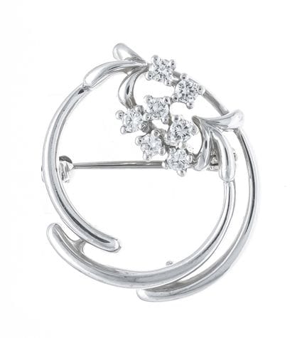Brillant-Brosche WG 585/000 mit 7 Brillanten, zus.