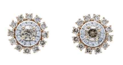 Pendientes de botón con forma de flor, en oro rojo
