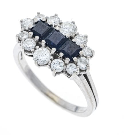Bague saphir et brillants WG 585/000 avec 3 saphir