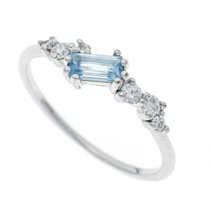 Bague avec topaze bleue taille brillant WG 375/000
