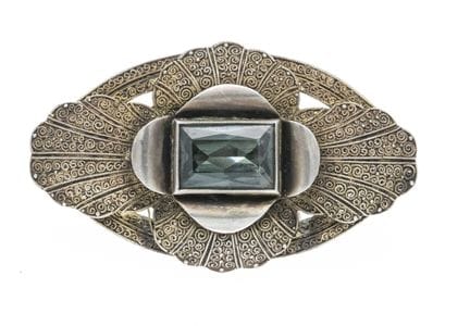 Fahrner Brosche Silber 925/000 feine Arbeit mit ei