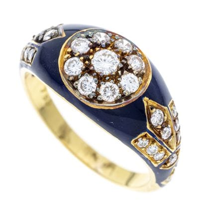 Bague en émail sertie de brillants, GG 750/000, av