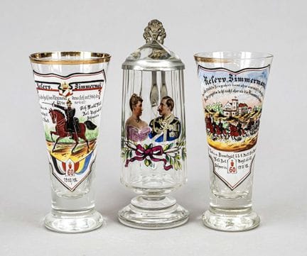 Deux verres « Reservist », 1910/12, pied rond, cor