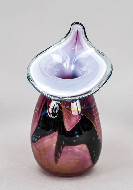 Vase d'artiste, Eisch, 1992, corps ovoïde, bord la