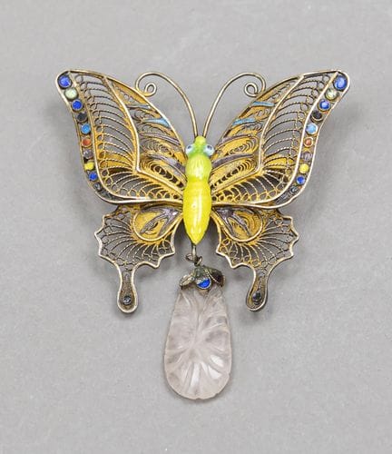 Figürliche Brosche, Silber vergoldet, in Form eine