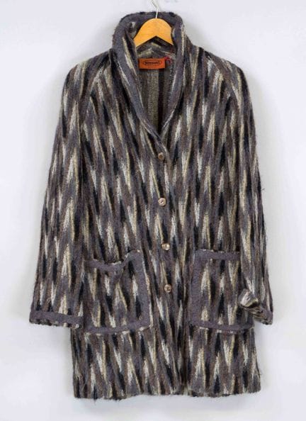 Missoni，多色针织大衣，马海毛与尼龙混纺面料，配纽扣，贴袋，尺码46，有轻微使用痕迹和存放痕迹