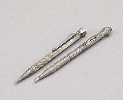 Two pens, 20th century, 835/000 silver and hallmar