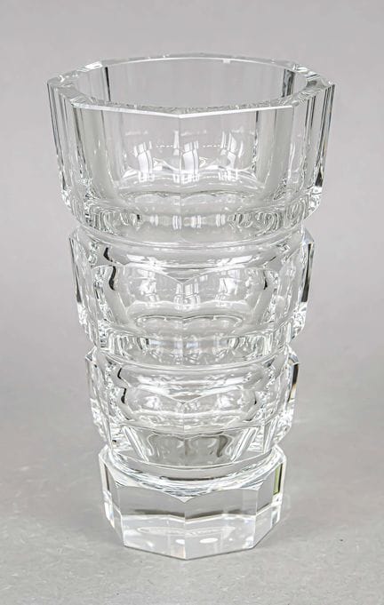 Vase, Moser, XXe siècle, socle polygonal, corps co