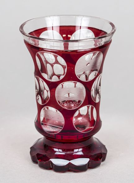 Verre-souvenir, fin du XIXe siècle, pied en forme 