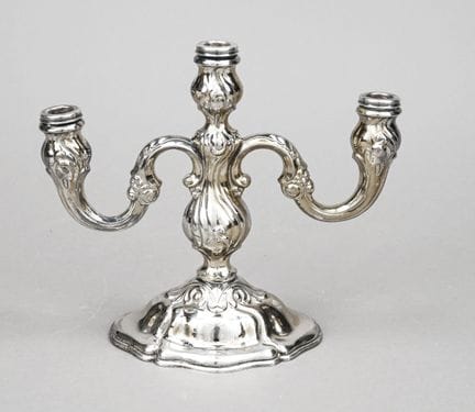 Candelabro a tre bracci, tedesco, XX secolo, n. di