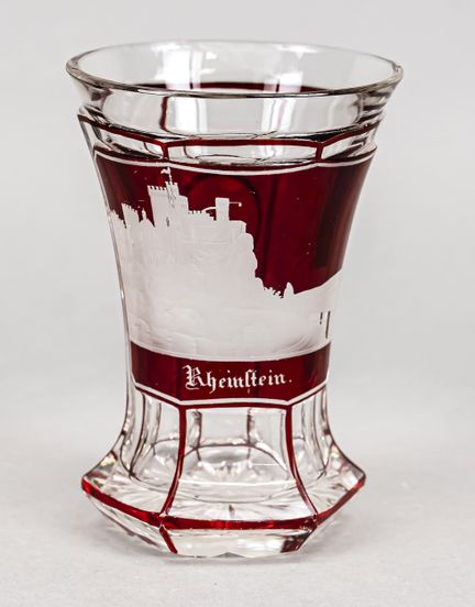 Verre-souvenir, XIXe siècle, socle hexagonal, corp
