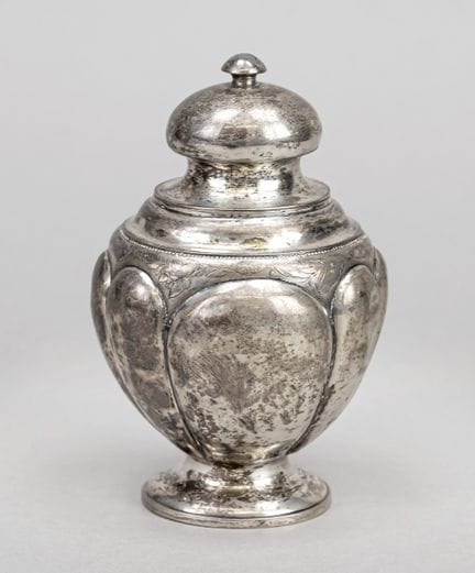 Tea caddy, 1840 circa, non marcato, argento testat