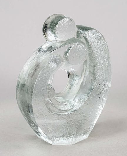 Sculpture en verre, vers 1970, « Couple d'amoureux