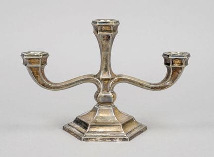 Candelabro a tre bracci, tedesco, XX secolo, n. di