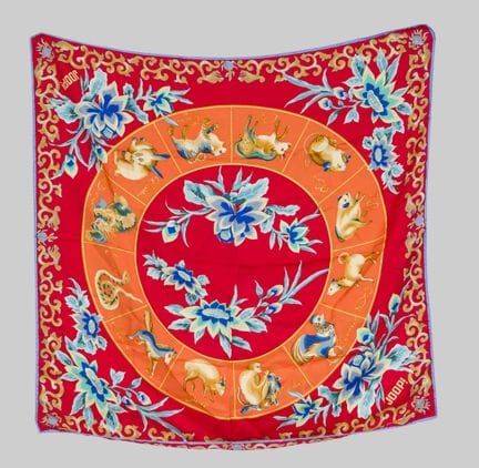 Joop, foulard carré en soie pure à motifs polychro
