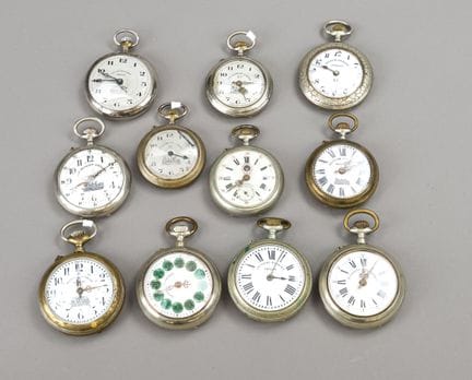 11 orologi da tasca da uomo del sistema Rosskopf, 