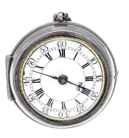 Orologio da tasca a fuso, argento, con la scritta 