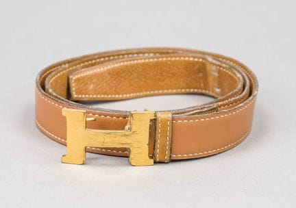 Hermes, cintura sottile, pelle color cognac con cu