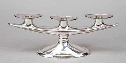Candelabro a tre bracci, tedesco, XX secolo, n. di