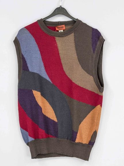 Missoni，多色针织复古无袖衫，100%新羊毛，尺码54，有使用和存放痕迹