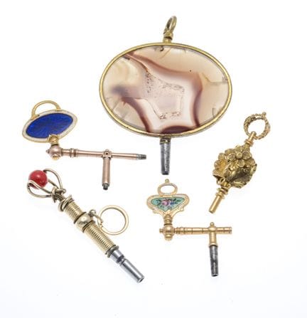 Set di 5 chiavi per orologi da tasca, placcate in 